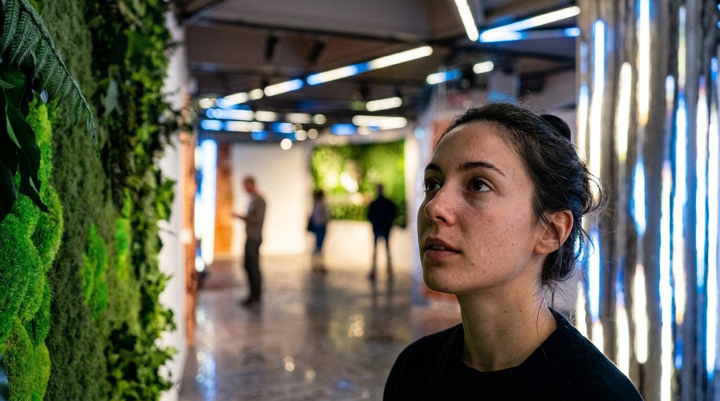 Visitor inside the space